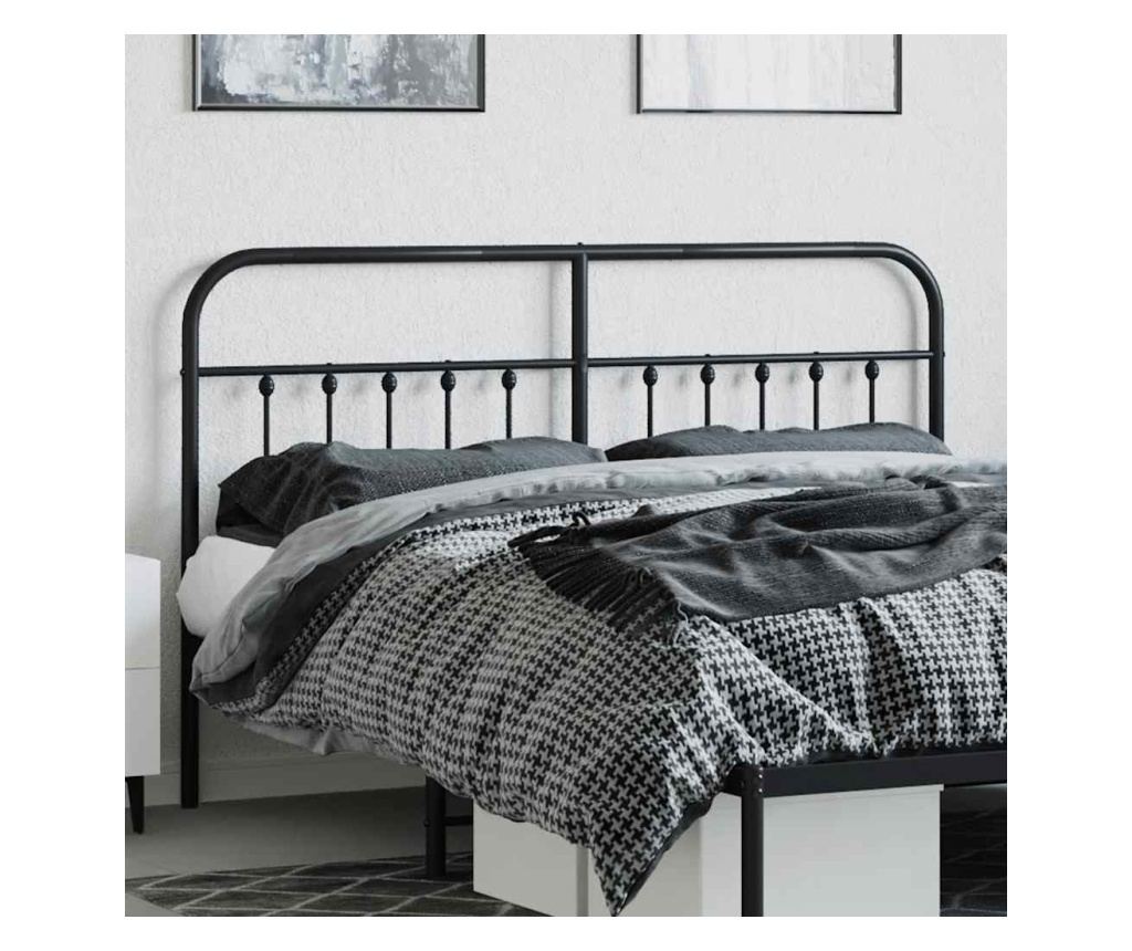 Okvir za krevet od metala, crni, 160 cm - 3