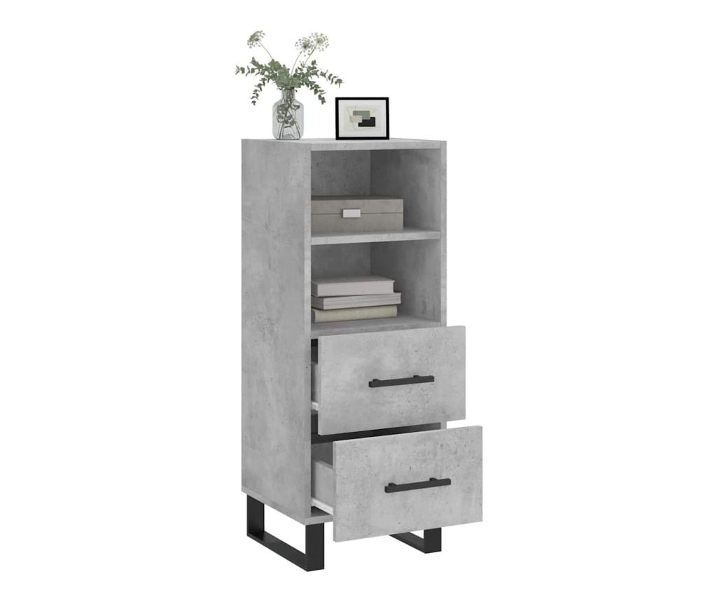 Bočni ormarić, betonsko siva, 34,5x34x90 cm, konstruirano drvo - 4
