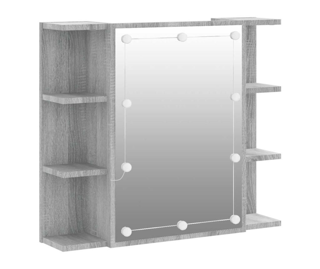 LED ogledalna omarica, sonoma siva, 70x16,5x60 cm - 2