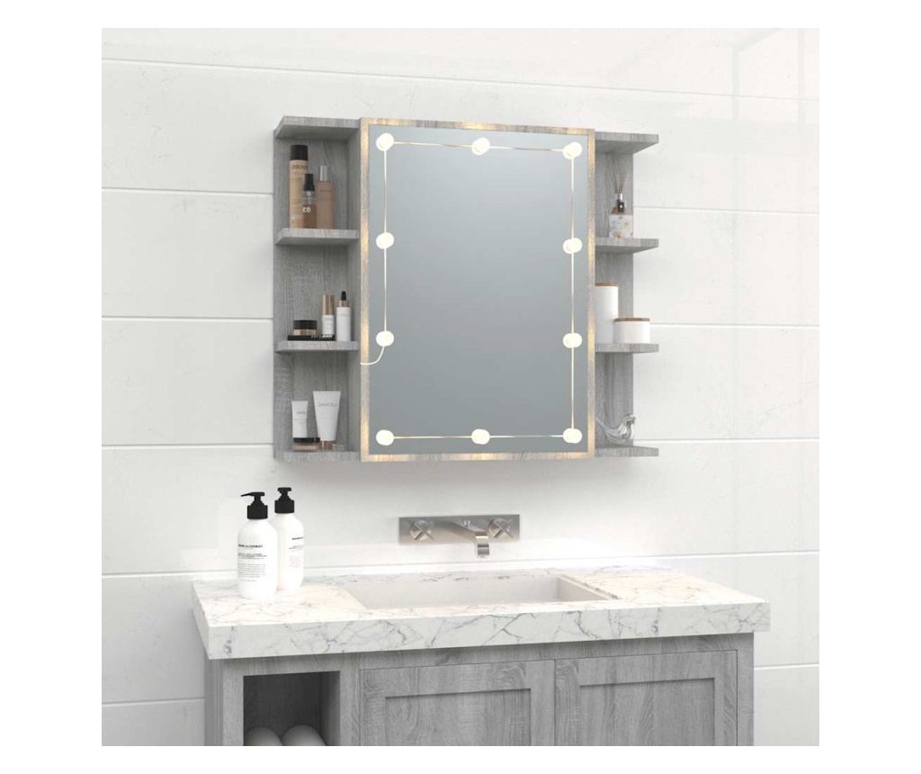 LED ogledalna omarica, sonoma siva, 70x16,5x60 cm - 3