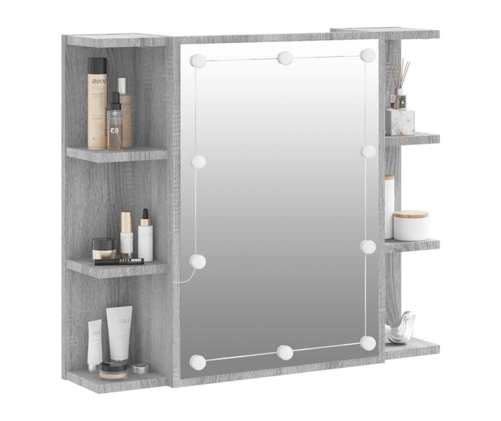 LED ogledalna omarica, sonoma siva, 70x16,5x60 cm - 6