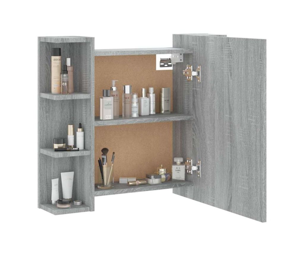 LED ogledalna omarica, sonoma siva, 70x16,5x60 cm - 7