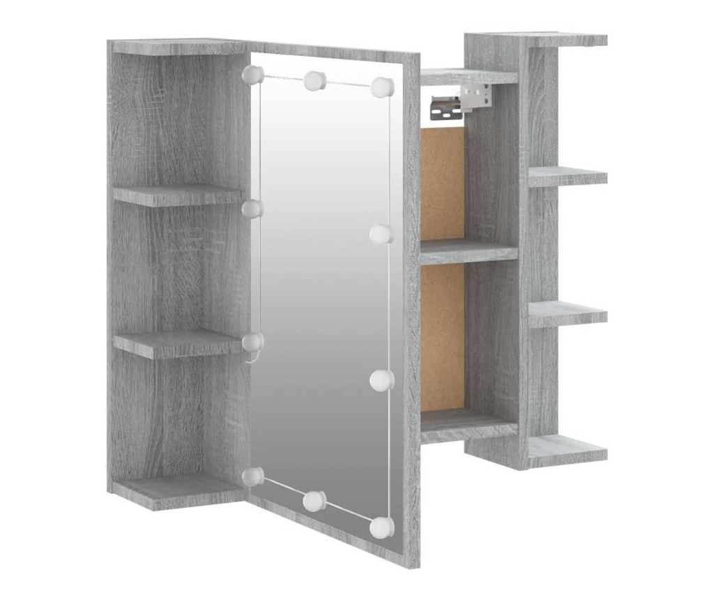 LED ogledalna omarica, sonoma siva, 70x16,5x60 cm - 10