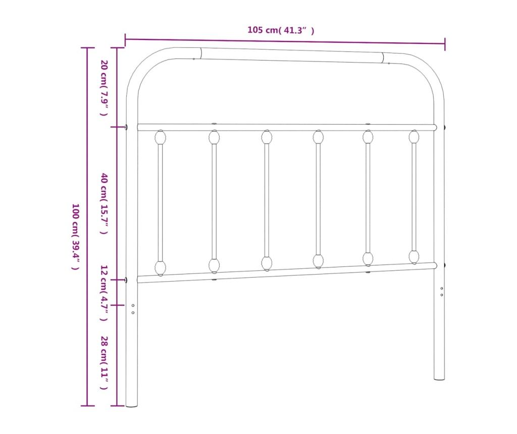 Metalni uzglavlje, bijelo, 100 cm - 7