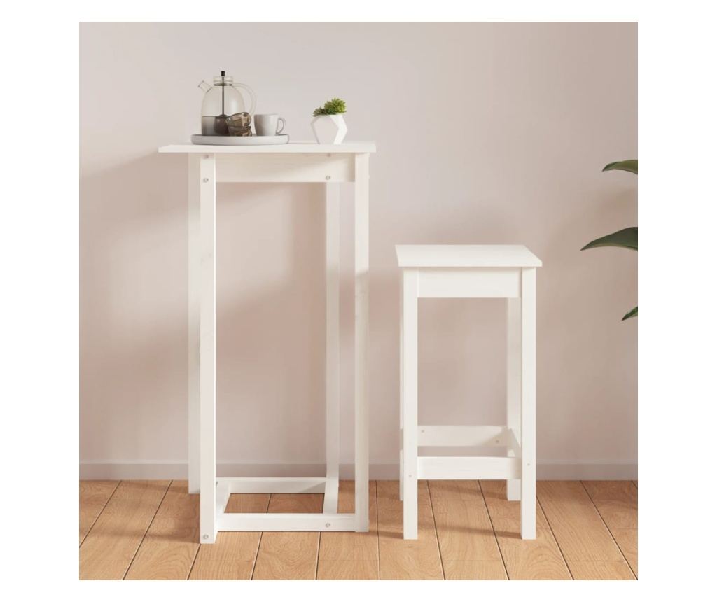 Barna miza, bela, 60x60x110 cm, masivno borovo leso - 4