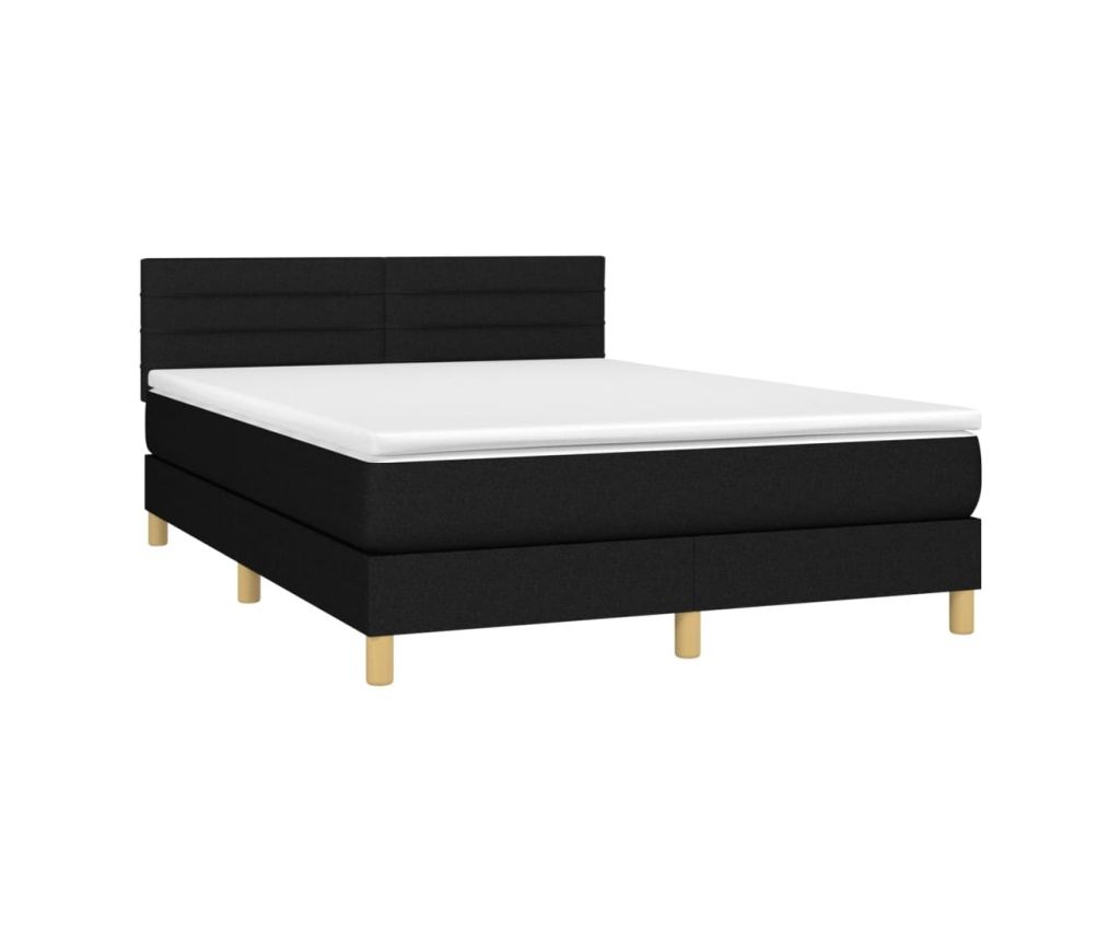 Okvir za krevet s madracem i LED rasvjetom, crni, 140x190 cm, tkanina - 3