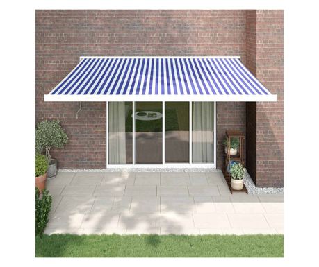 Izvlačni nadstrešek Modro/Bel 4x3 m Tekstil/Aluminij