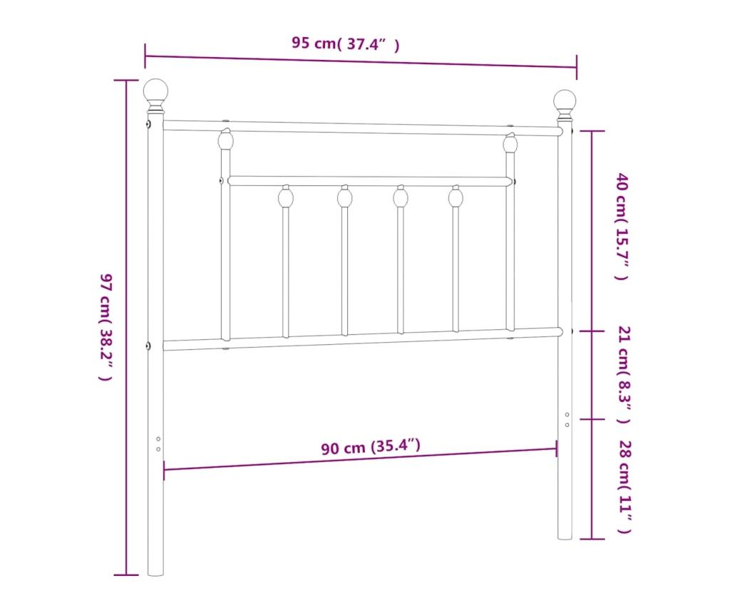 Metalni uzglavlje za krevet, crno, 90 cm - 7
