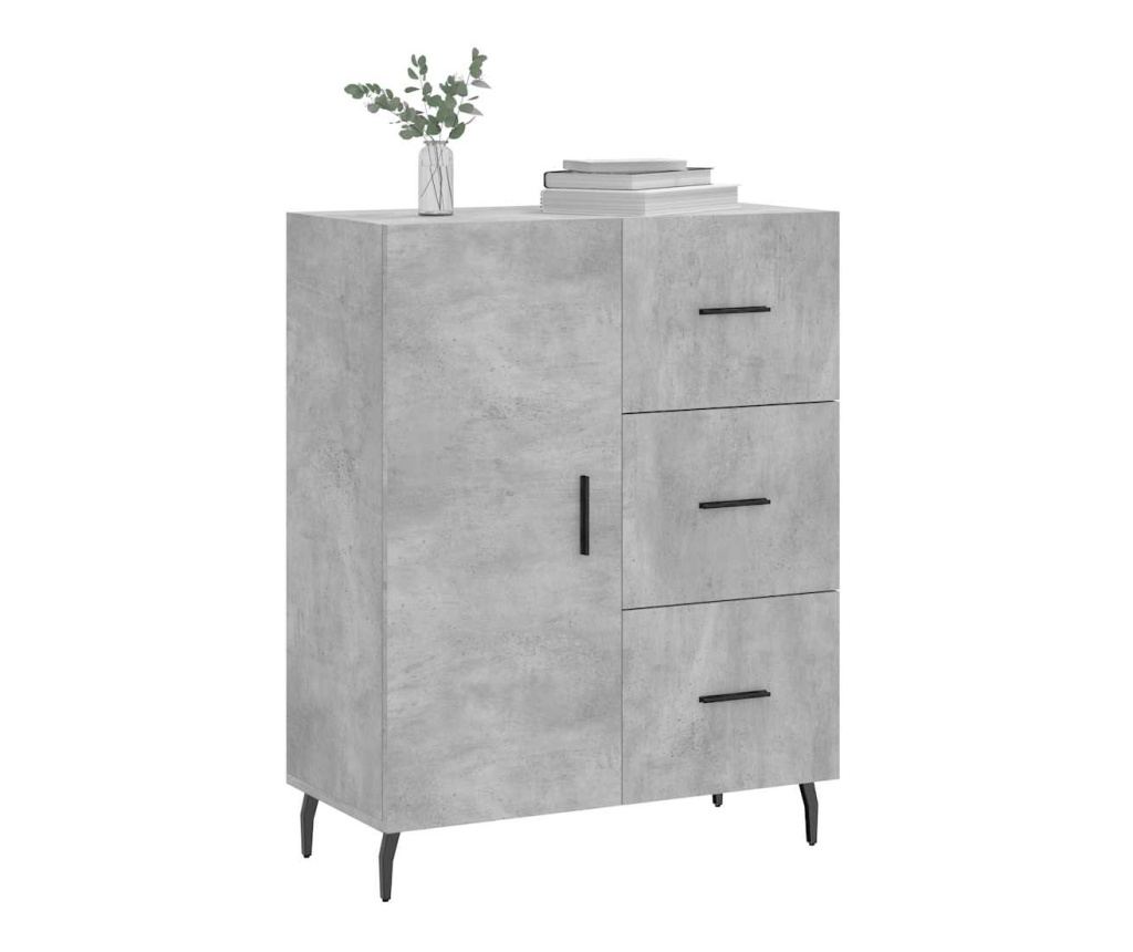 Ogledalo, siva boja betona, 69,5x34x90 cm, konstruirano drvo - 3