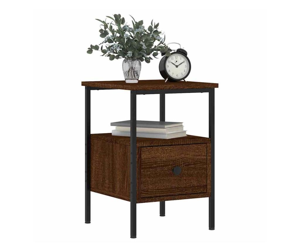 Noćni ormarići, 2 kom, smeđi hrast, 34x36x50 cm, konstruirano drvo - 4