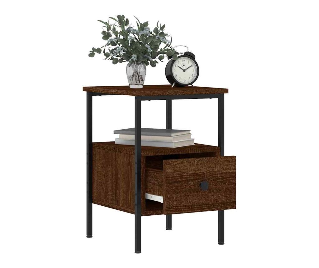 Noćni ormarići, 2 kom, smeđi hrast, 34x36x50 cm, konstruirano drvo - 5