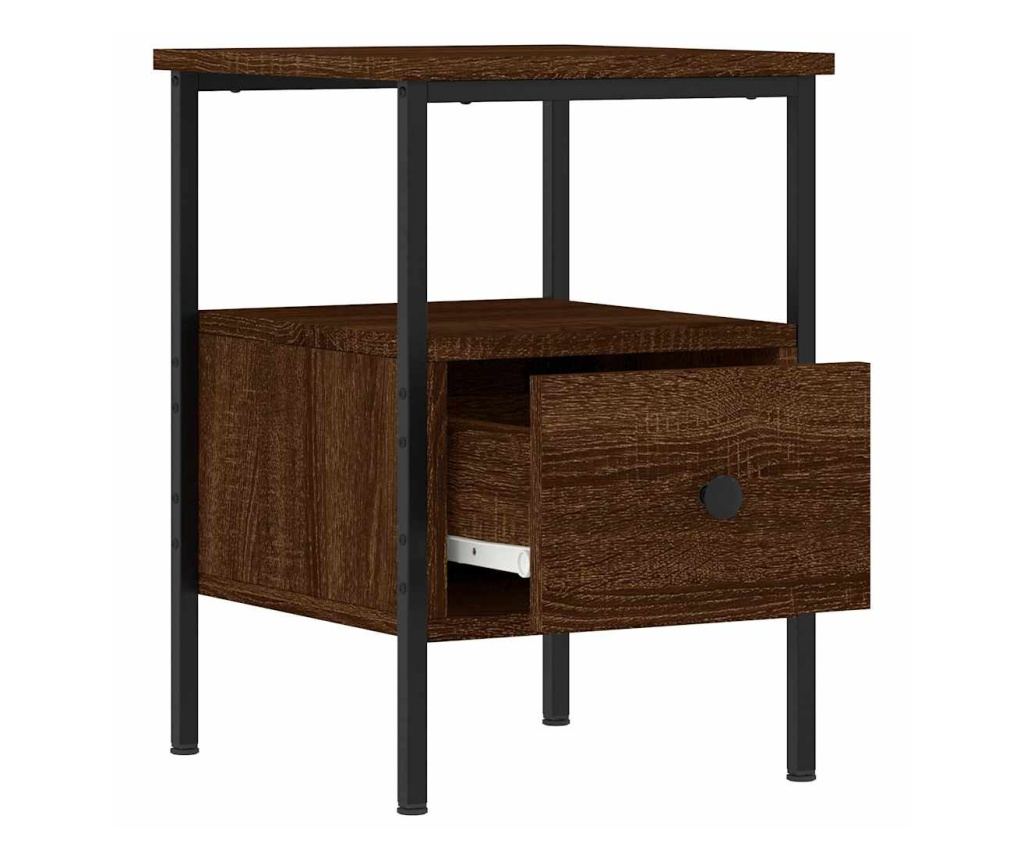 Noćni ormarići, 2 kom, smeđi hrast, 34x36x50 cm, konstruirano drvo - 6