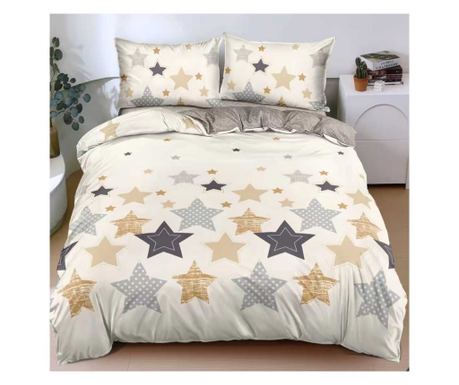 Set lenjerie de pat dublu, bumbac satinat, 220 x 230 cm, 4 piese, multicolor, Casa de Vis, A50-706