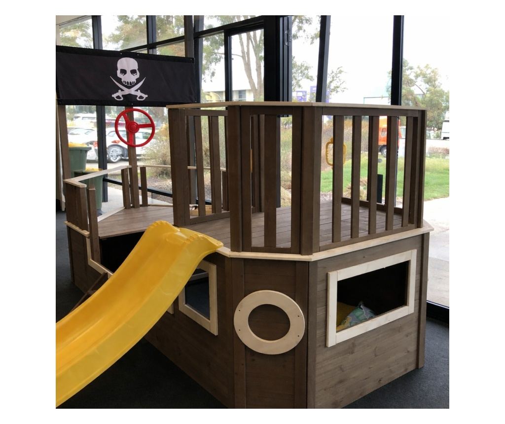 Детска Дървена Катерушка Пиратски Кораб с Пързалка и Пясъчник GINGER HOME – За Двор и Градина, 310×320×180 см - 13