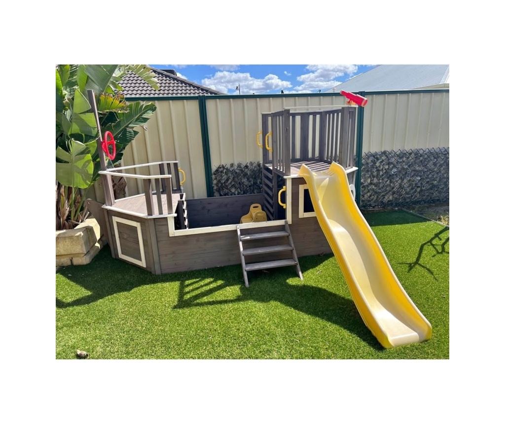 Детска Дървена Катерушка Пиратски Кораб с Пързалка и Пясъчник GINGER HOME – За Двор и Градина, 310×320×180 см - 14