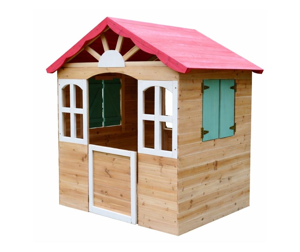 Детска дървена къщичка за игра на открито GINGER HOME – за двор и градина, 115×102×129 см - 2