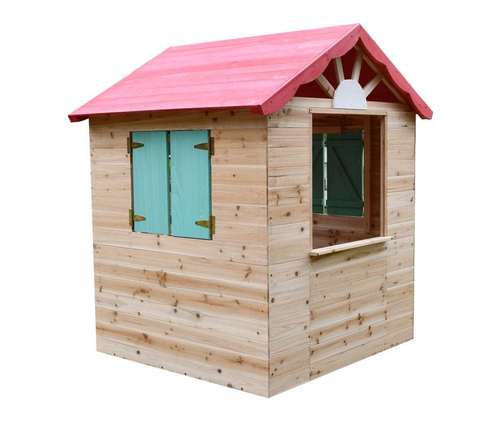 Детска дървена къщичка за игра на открито GINGER HOME – за двор и градина, 115×102×129 см - 14