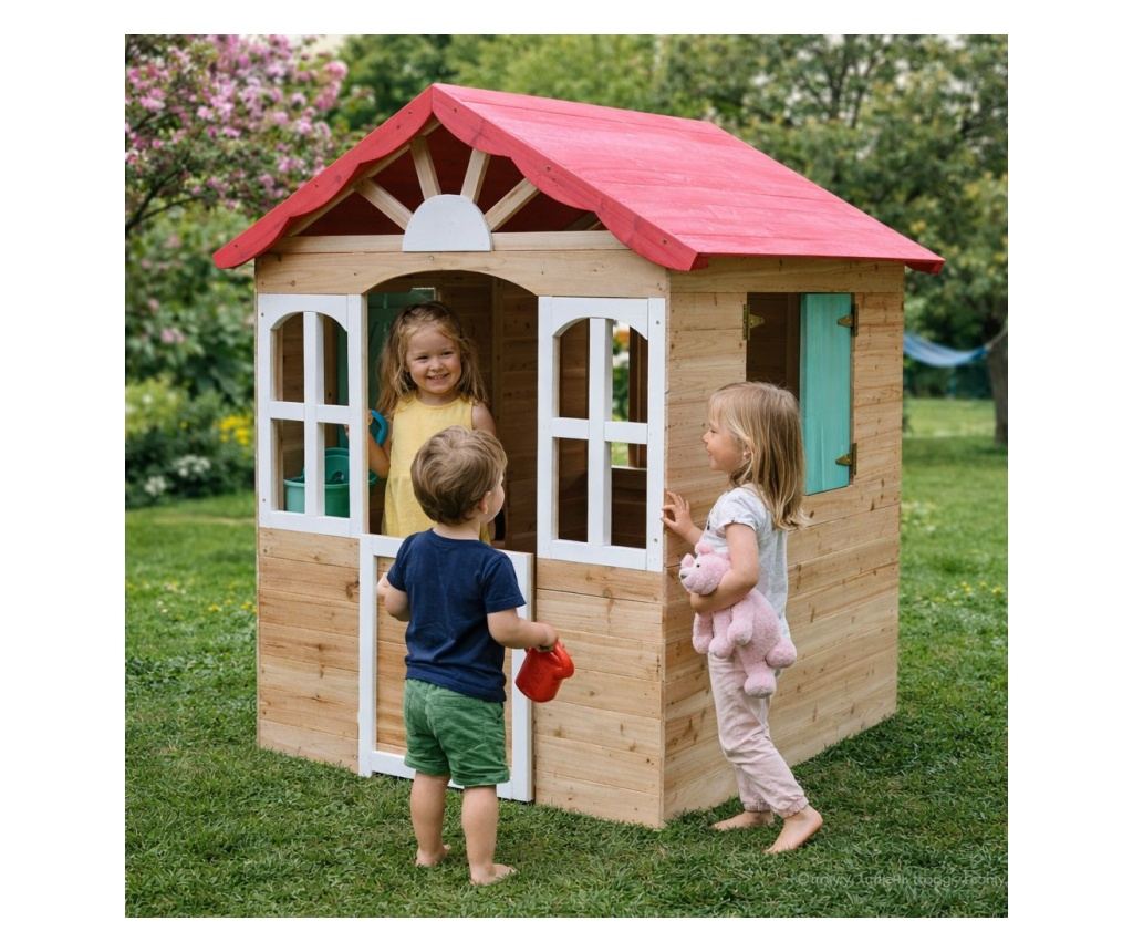 Детска дървена къщичка за игра на открито GINGER HOME – за двор и градина, 115×102×129 см - 16