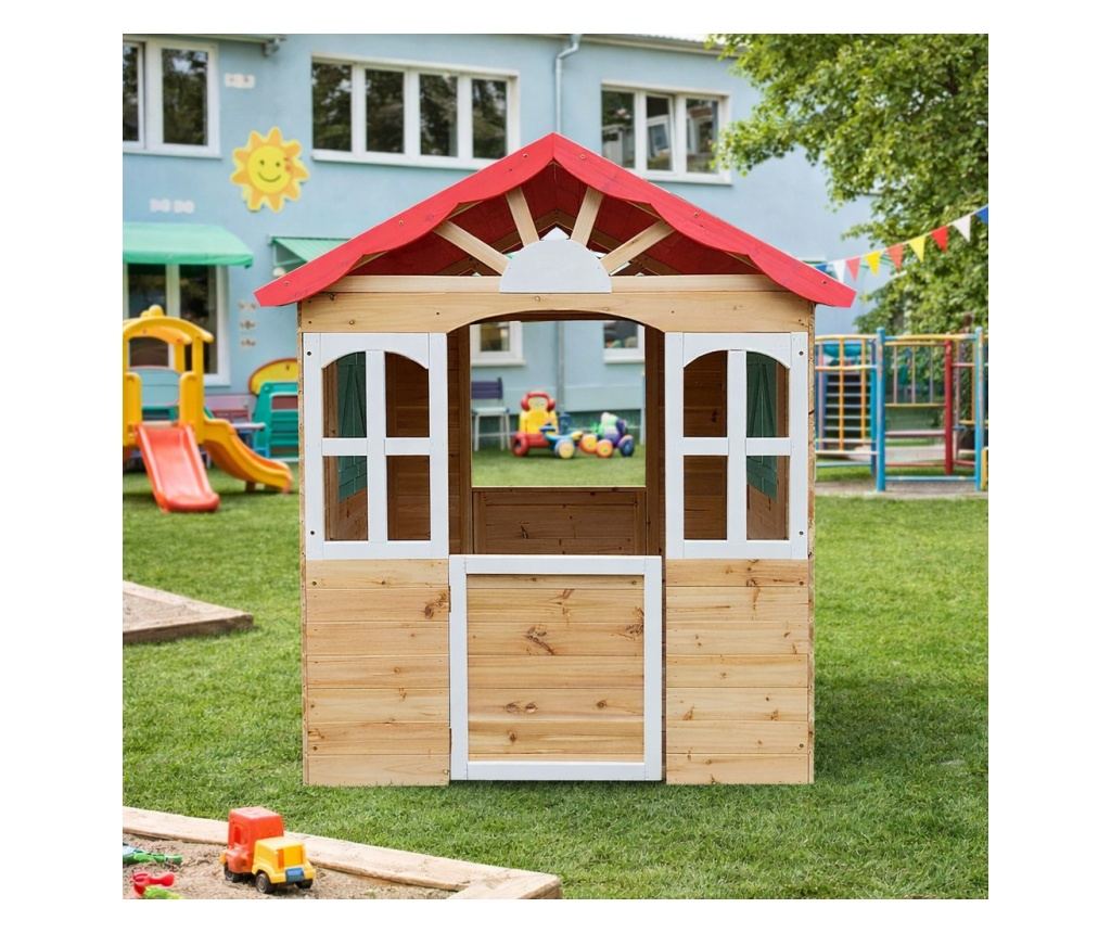 Детска дървена къщичка за игра на открито GINGER HOME – за двор и градина, 115×102×129 см - 17