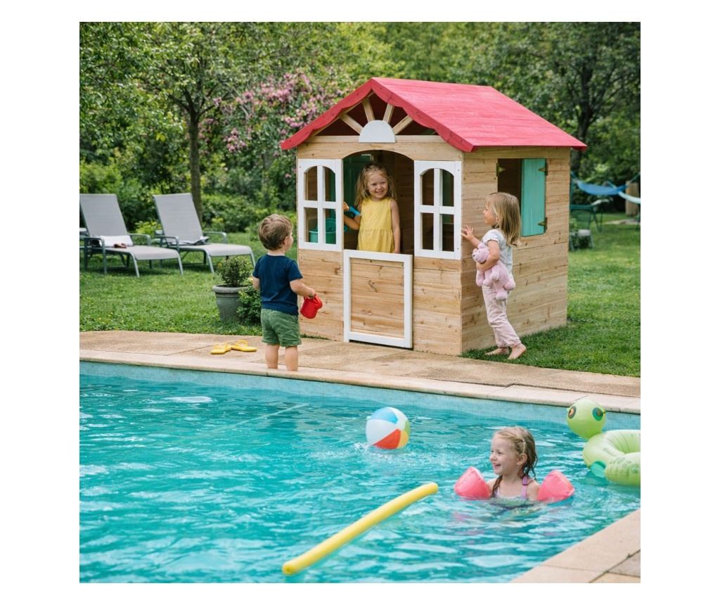 Детска дървена къщичка за игра на открито GINGER HOME – за двор и градина, 115×102×129 см - 19