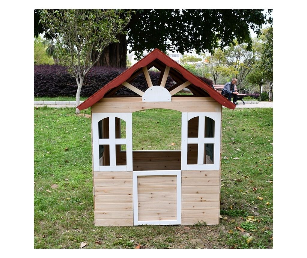 Детска дървена къщичка за игра на открито GINGER HOME – за двор и градина, 115×102×129 см - 3