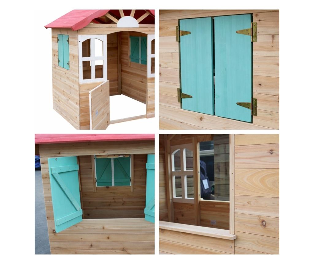 Детска дървена къщичка за игра на открито GINGER HOME – за двор и градина, 115×102×129 см - 8