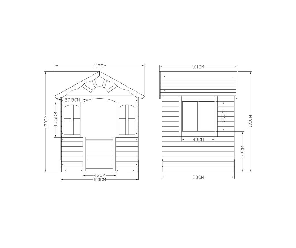Детска дървена къщичка за игра на открито GINGER HOME – за двор и градина, 115×102×129 см - 9