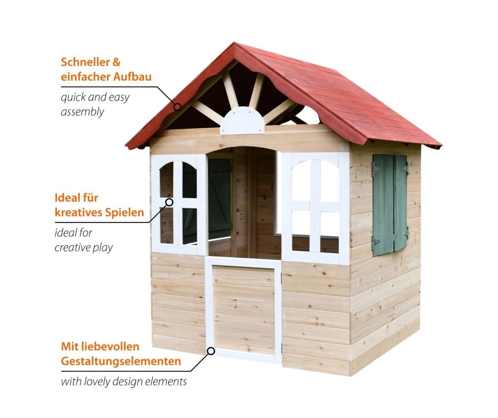 Детска дървена къщичка за игра на открито GINGER HOME – за двор и градина, 115×102×129 см - 10