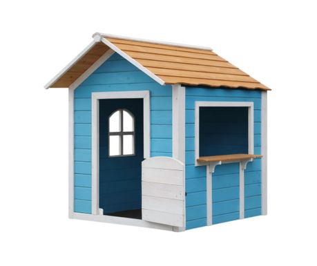 Dřevěný domeček GINGER HOME pro děti – Na hraní rolí, na zahradu, modrý, 118×138×132,5 cm