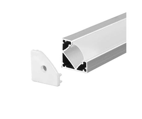 Aluminijasti profil za LED trako, dolžine 2 metra, dimenzije 19x19 mm - črna barva.