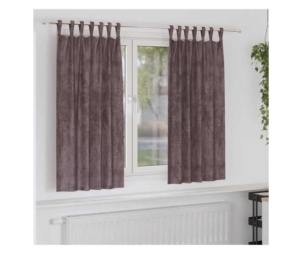 vidaXL Cortine din catifea cu perdele 2 pcs Maro 175 x 140 cm Catifea - 2