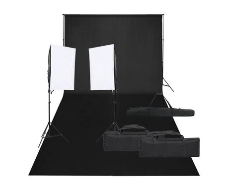 Фотографски комплект за студио с комплект лампи и фон