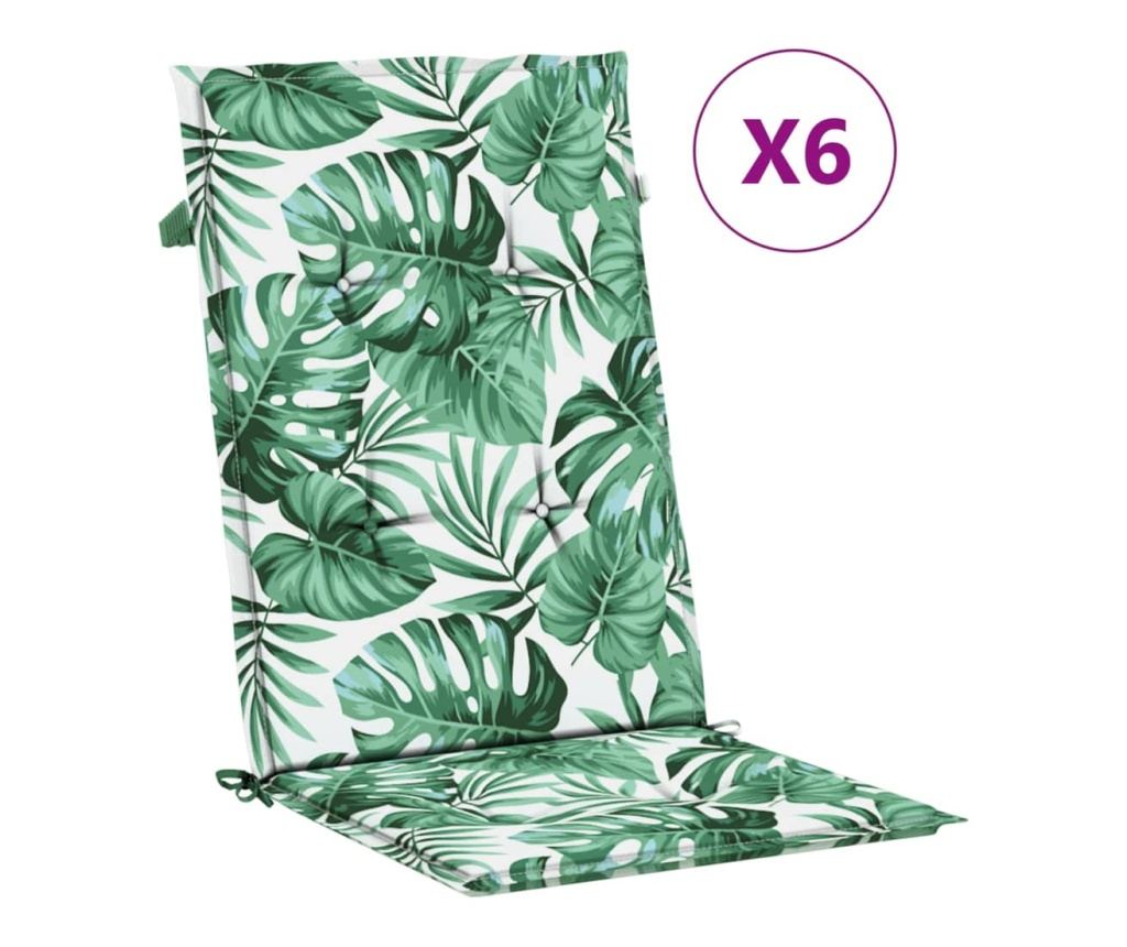 Jastuci za stolice visokog naslona, 6 kom, uzorak lišća, tekstil - 2