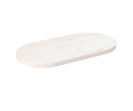 Ploča za stol bijela 80x40x2,5 cm od masivne borovine ovalna