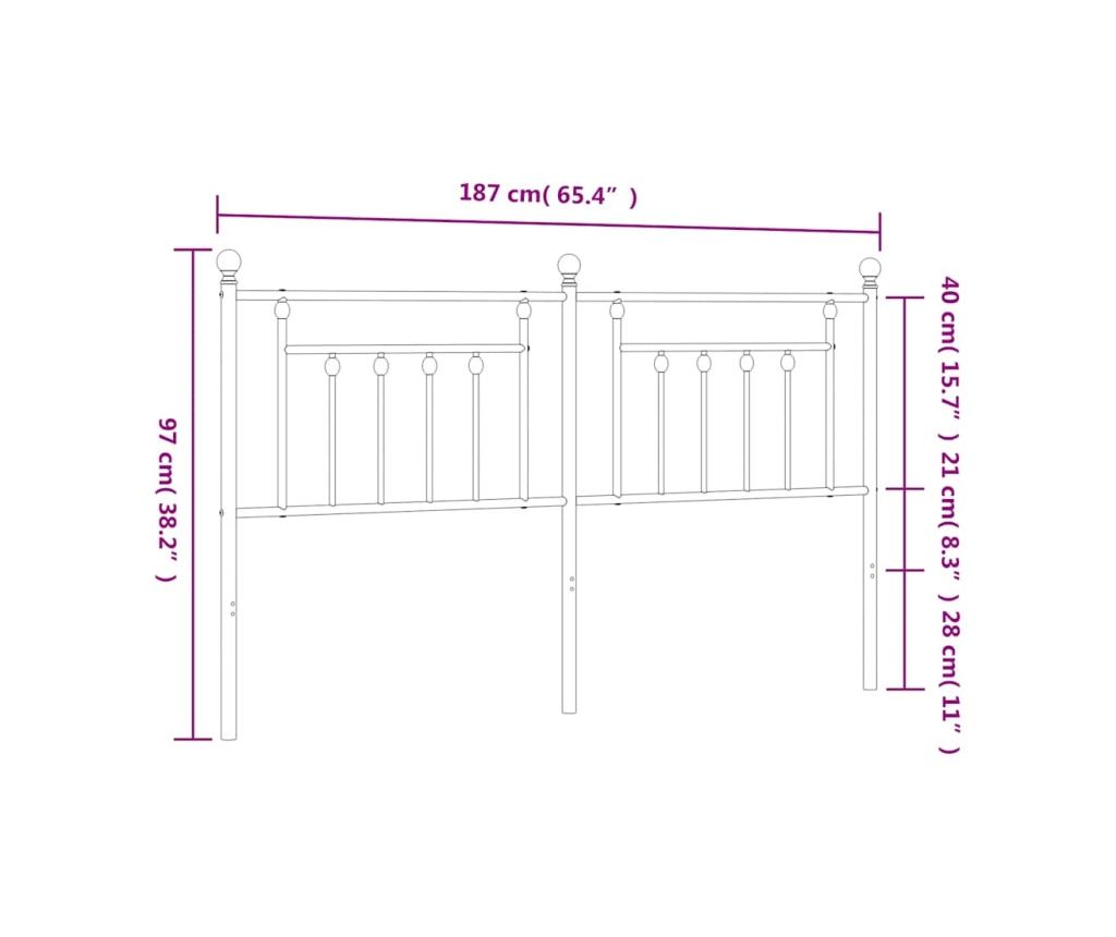 Metalni uzglavlje za krevet, bijelo, 180 cm - 7