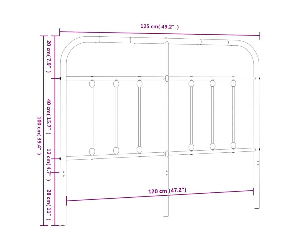 Metalni uzglavlje za krevet, bijelo, 120 cm - 7