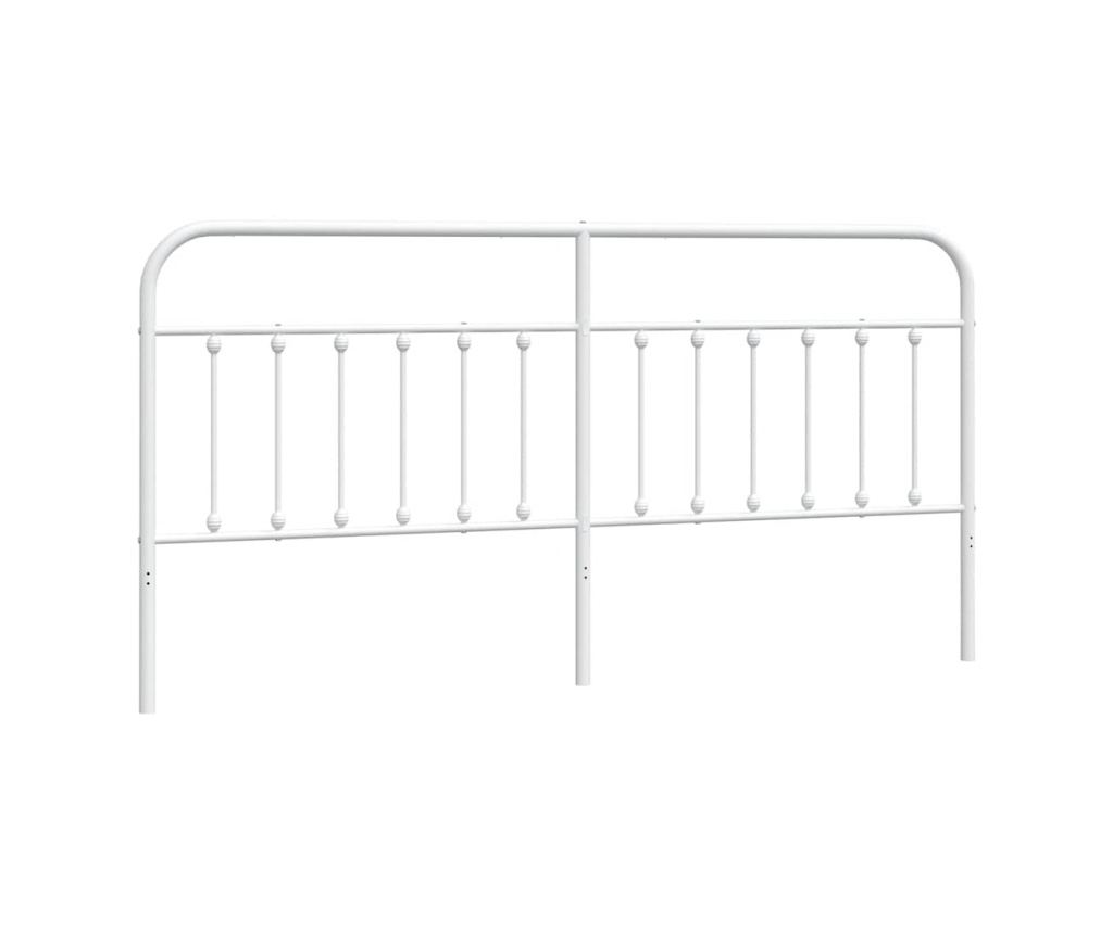 Metalni uzglavlje za krevet, bijelo, 193 cm - 2