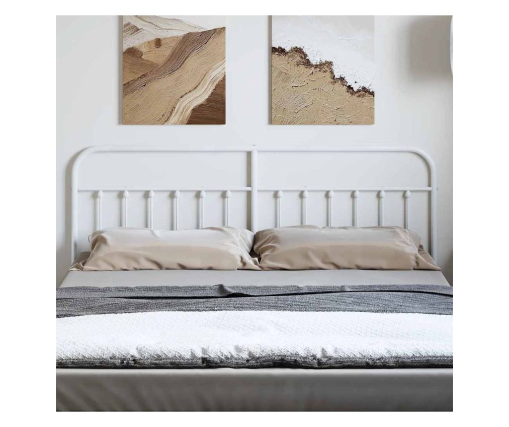 Metalni uzglavlje za krevet, bijelo, 193 cm - 3