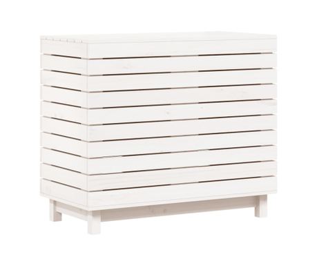 Košara za rublje bijela 88,5x44x76 cm od masivne borovine