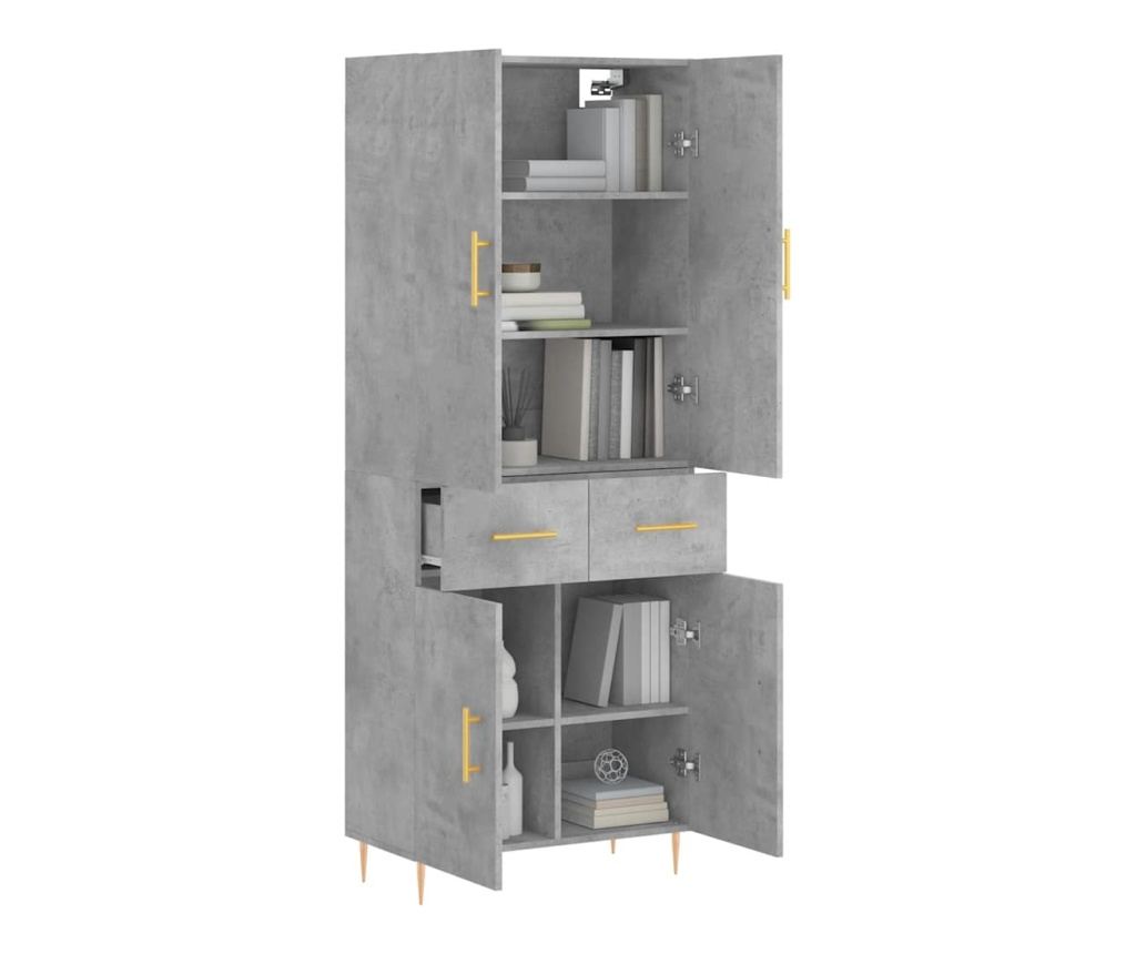 Visoki ormar, betonsko siva, 69,5x34x180 cm, kompozitno drvo - 3