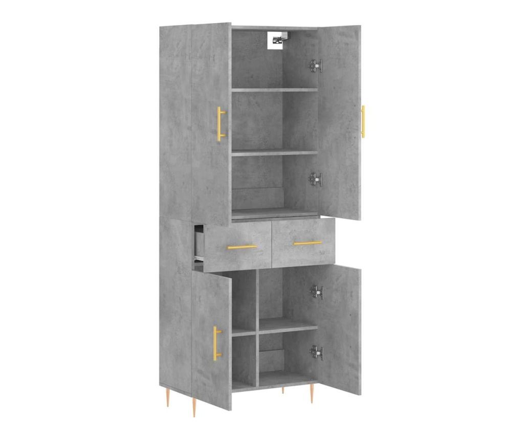 Visoki ormar, betonsko siva, 69,5x34x180 cm, kompozitno drvo - 4