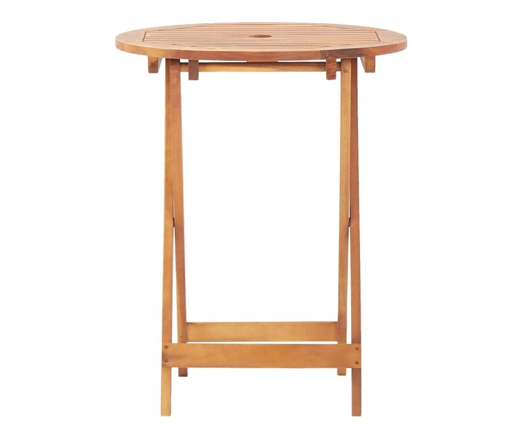 3dílný bistro set béžový textil a masivní dřevo - 6