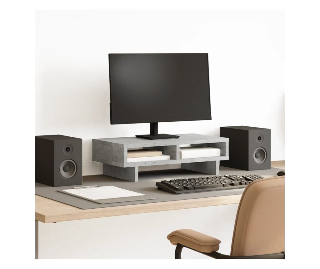 Stojan na monitor betonově šedý 50x27x15 cm kompozitní dřevo - 2