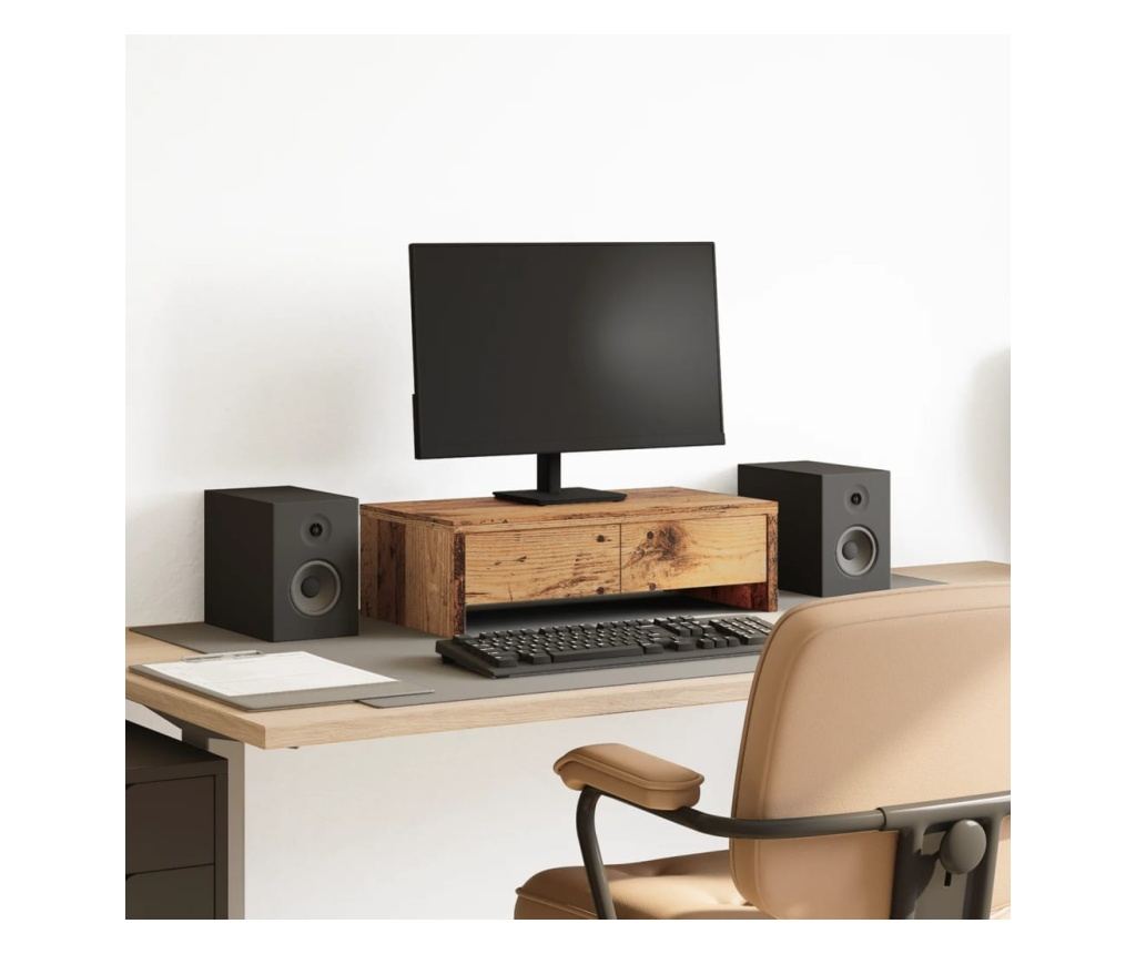 Stojan na monitor se zásuvkami old wood 50x27x15 cm kompozit - 2
