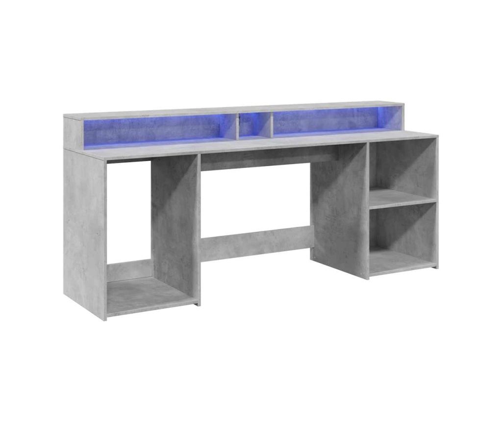 Psací stůl s LED betonově šedý 200x55x91 cm kompozitní dřevo - 5
