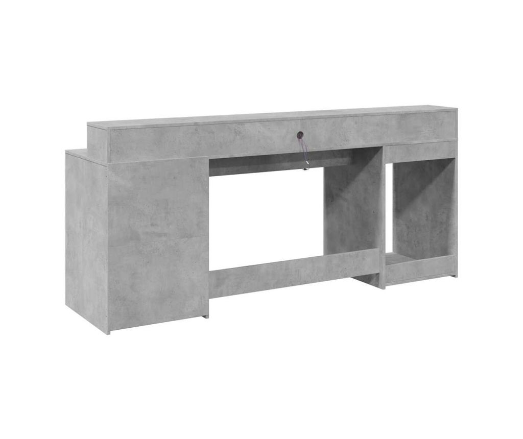 Psací stůl s LED betonově šedý 200x55x91 cm kompozitní dřevo - 7