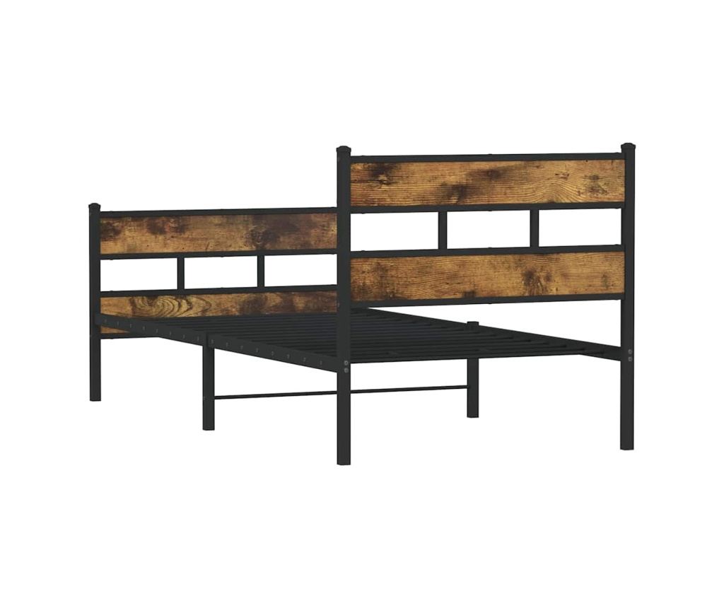 Kovový rám postele bez matrace kouřový dub 107 x 203 cm - 6