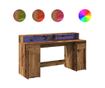 Psací stůl s LED světly old wood 160x55x91 cm kompozitní dřevo thumbnail 1