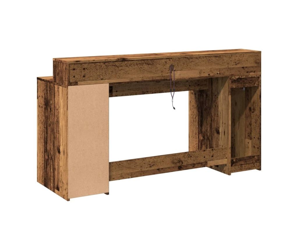 Psací stůl s LED světly old wood 160x55x91 cm kompozitní dřevo - 7