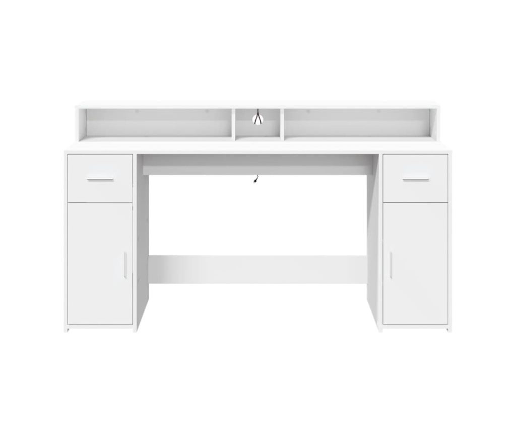 Psací stůl s LED světly bílý 160 x 55 x 91 cm kompozitní dřevo - 6
